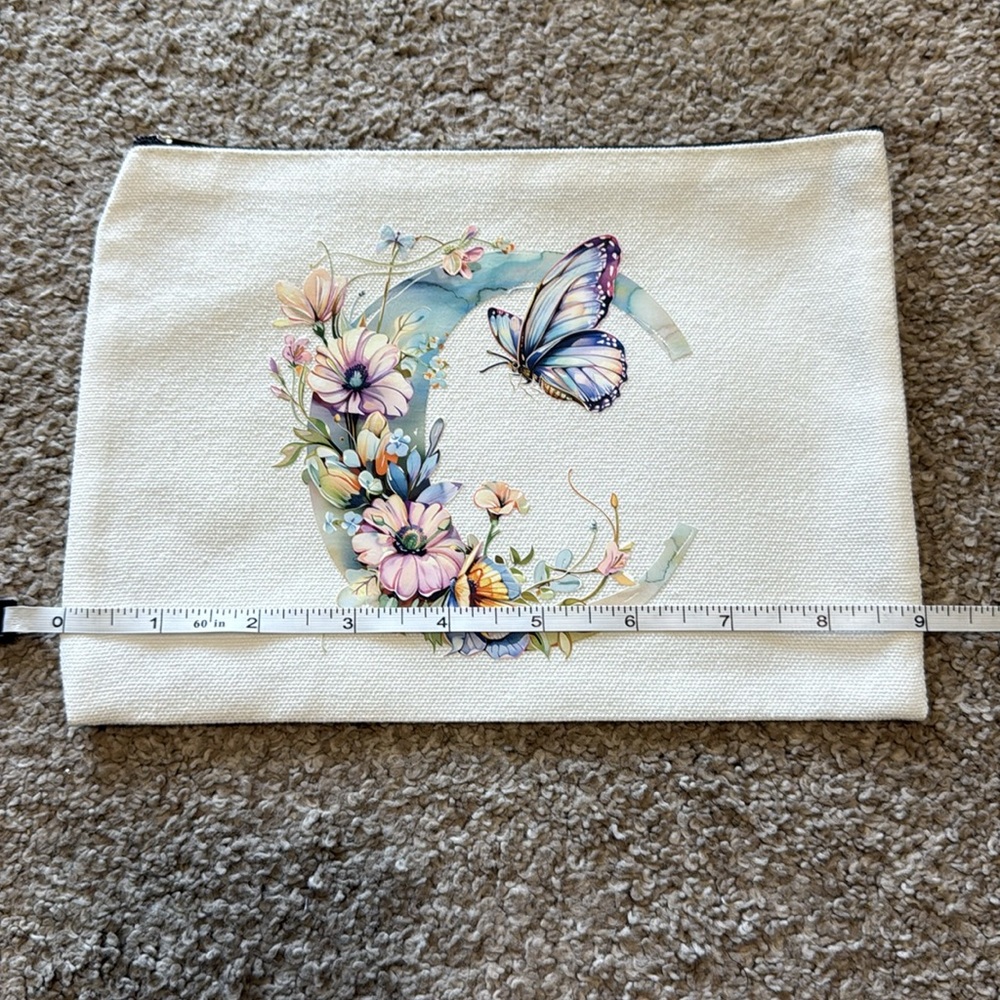 Floral Butterfly Canvas Pouch - Picture 4 of 5